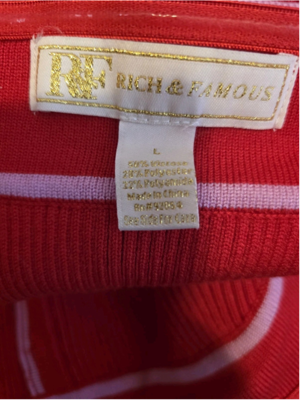 Rich & Famous Strapless Corset Knit Top Red Pink Button Front L - Picture 3 of 3